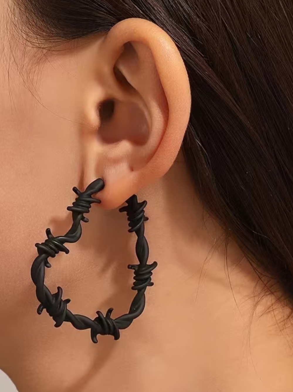 Black Barbed Wire Hoop Earrings